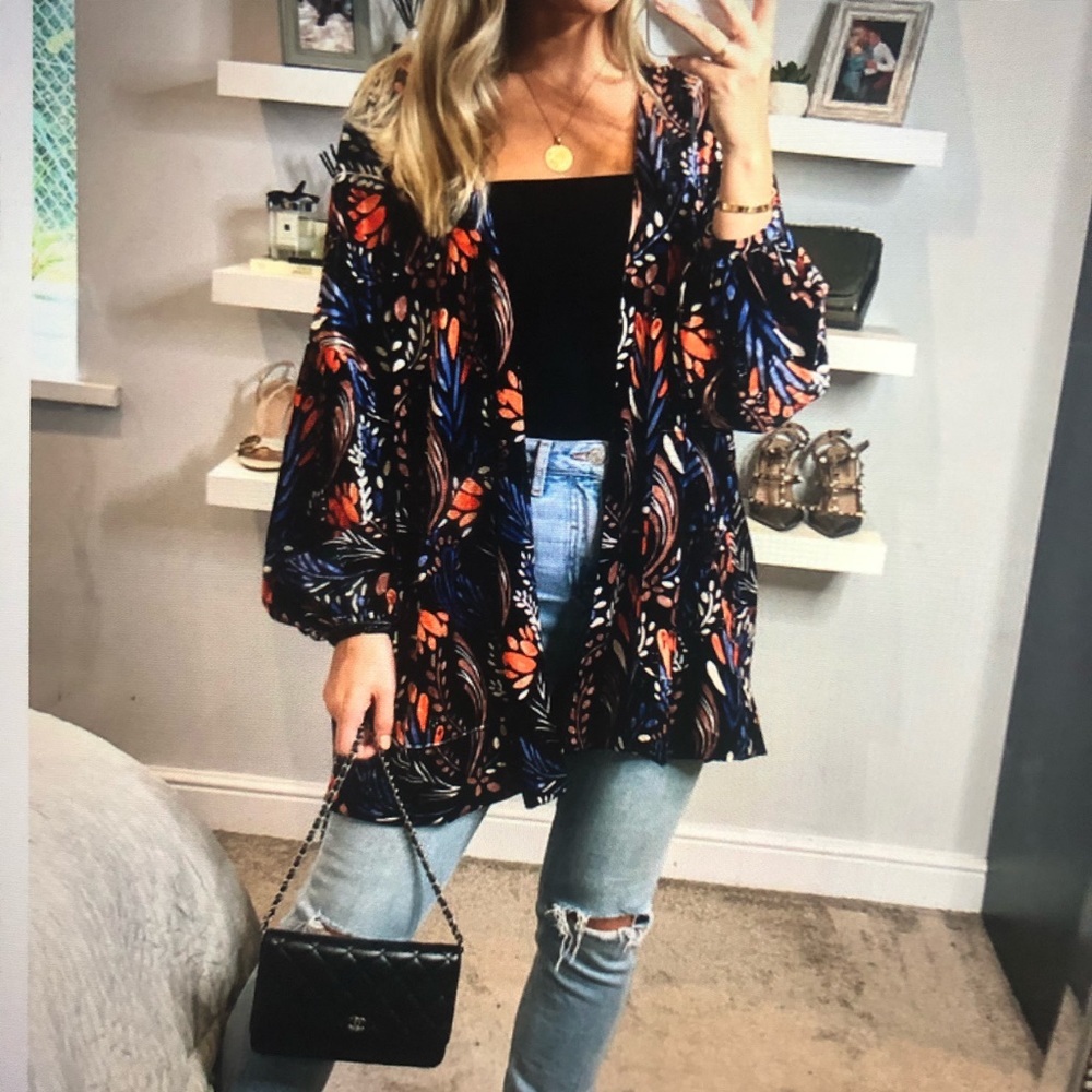 Traffic People Velvet Kimono Jacket, Size XS